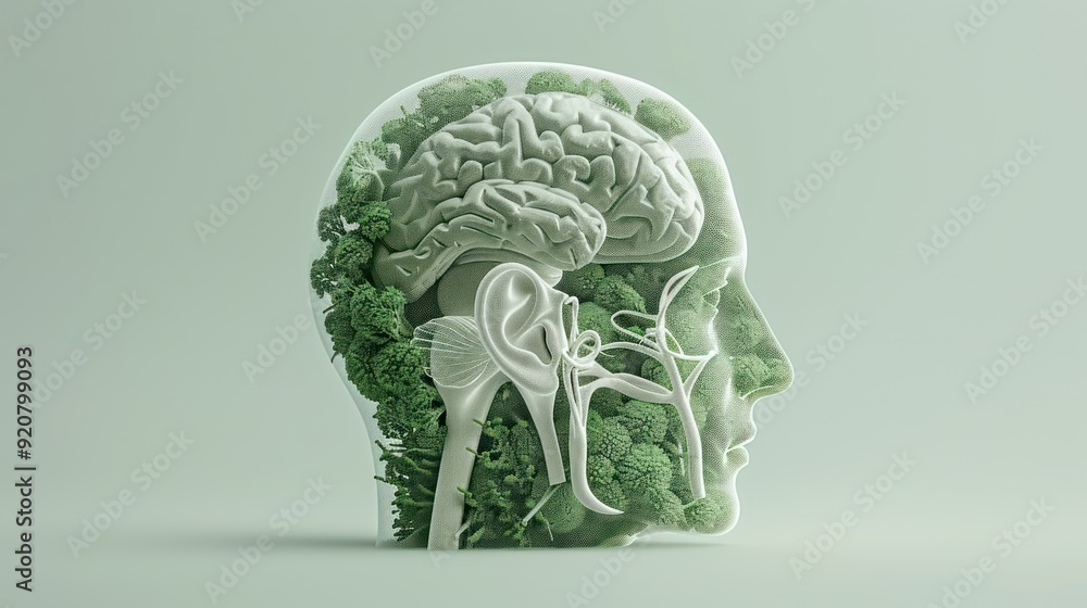 Poster intricate 3d rendering of human ear anatomy with cochlea and auditory nerves in 32k resolution for a