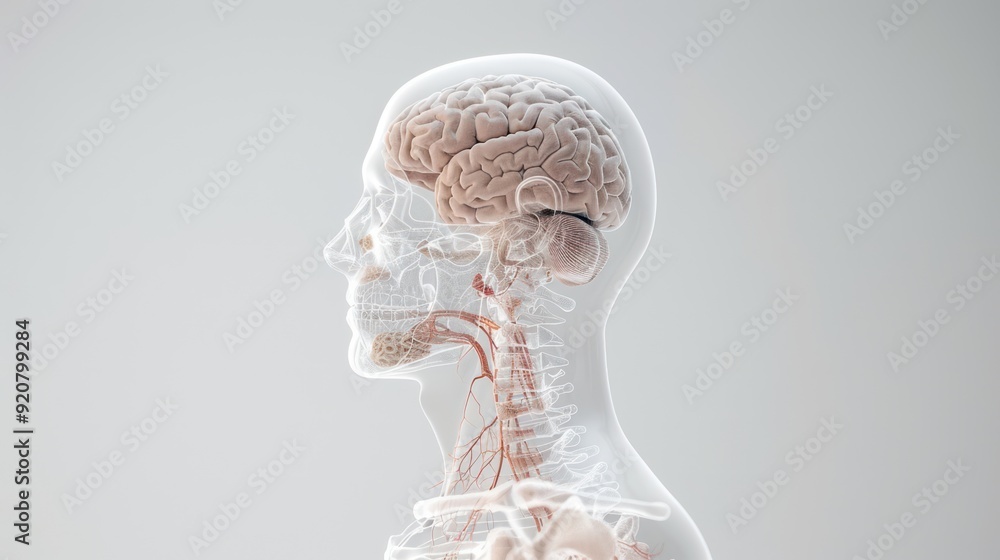 Poster detailed 3d visualization of highlighted thyroid and adrenal glands in human endocrine system with s