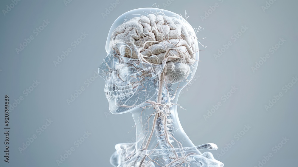 Poster intricate 3d human lymphatic system model showing flowing lymph fluid in 32k high resolution, genera