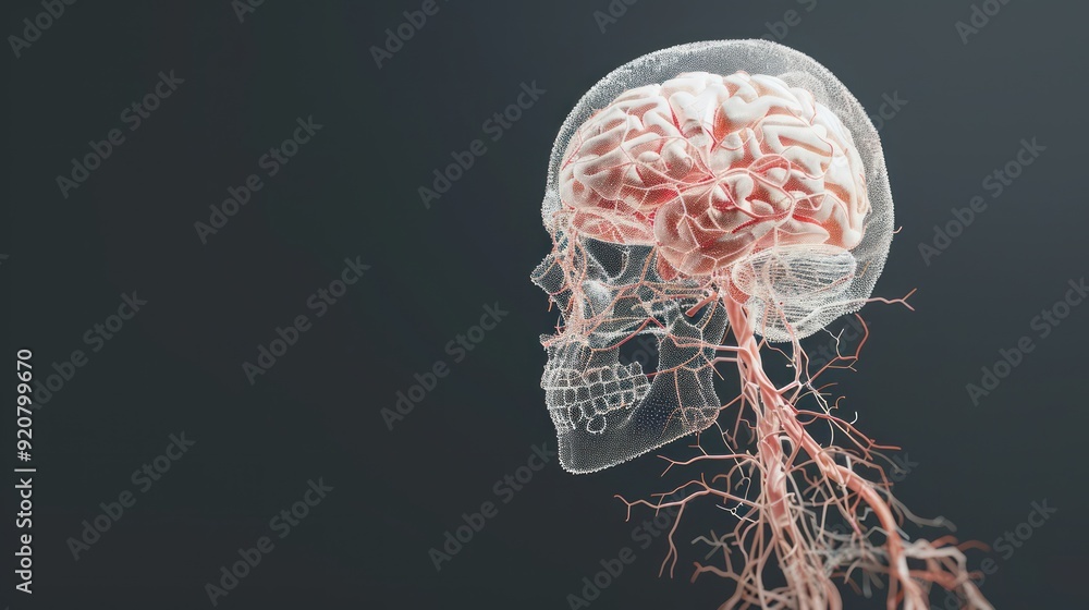 Poster detailed 3d illustration of peripheral nervous system - neuroanatomy concept with sharp lines in 32k