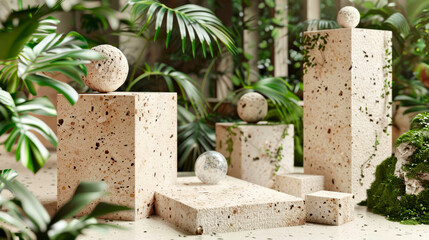 Multi-Tier Marble Display Platform Template mockup render