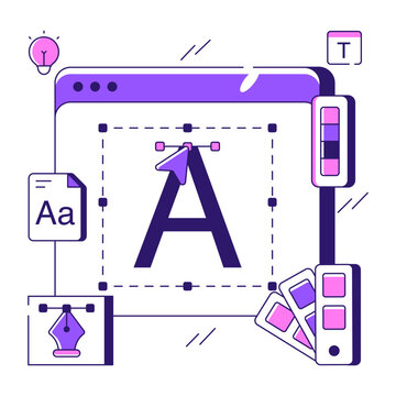 A flat design illustration of font tool

