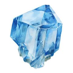 Minimalist Watercolor Clipart of a Sparkling Blue Topaz with Elegant Highlights