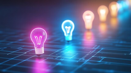 Employee Learning Journey Graphic representation of an employee's learning journey throughout training with illuminated light effects.