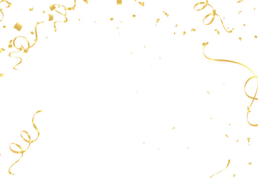 Colorful bright confetti isolated on transparent background. Festive vector illustration , serpentine, gold confetti.for card, party, design, flyer, poster, decor, banner,
