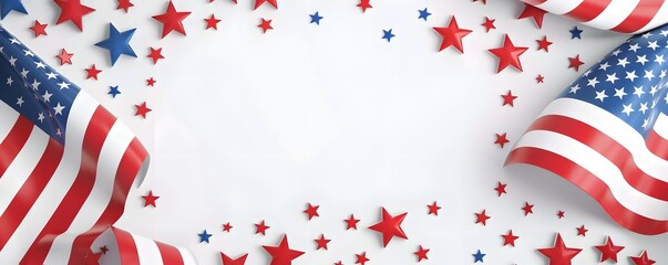 Obraz premium American Flag with Red and Blue Stars on White Background
