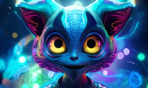 cute alien changes his appearance in the futuristic world