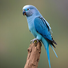 Obraz premium Blue Parakeet Animal generated using a single blue parakeet bird on a green background 