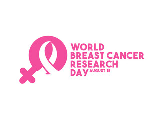 World Breast Cancer Research Day. August 18. White background. Flat design vector.