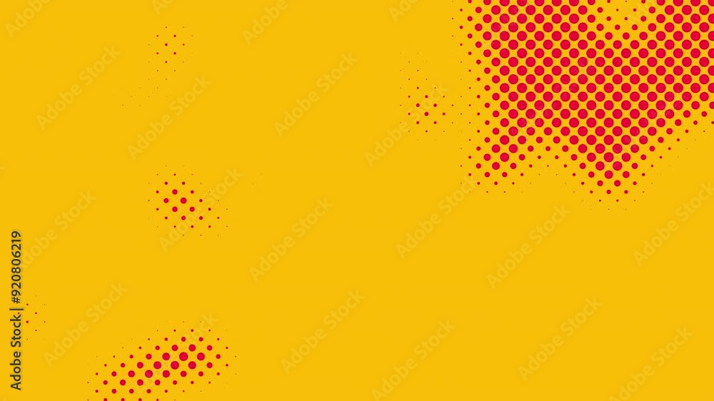 Poster abstract glowing yellow color halftone motion background. moving dots seamless loop. abstract animat