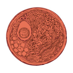Ramen soup in a bowl and food vector image