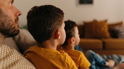 Father and Son Setting Up Home Theater Experience with Projector in Living Room for Family Bonding Time