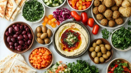 Hummus and falafel feast, celebrating mediterranean cuisine