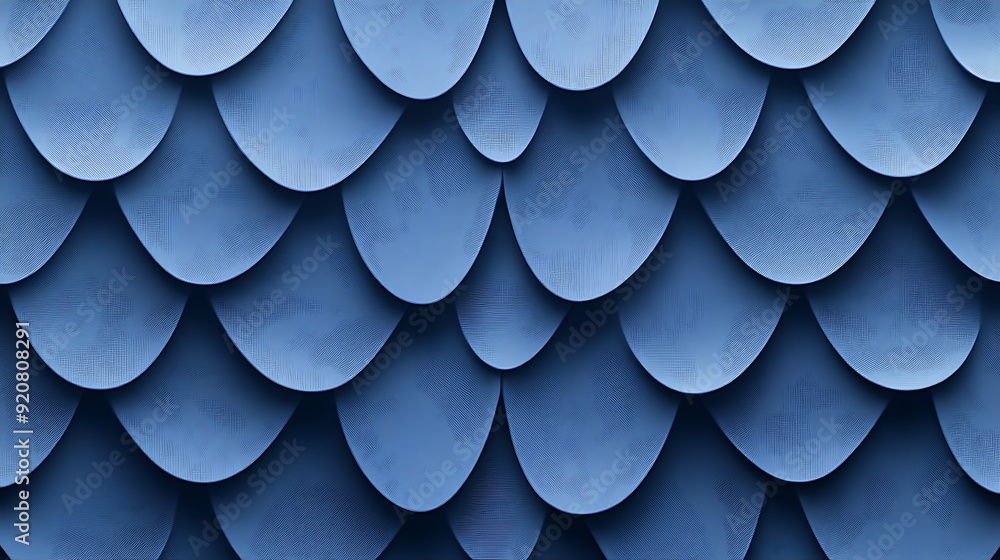 Poster seamless 3d geometric wallpaper in chambray blue with raised shapes and soft shadows