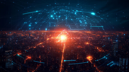 High-Tech AI-Powered Communication System Managing Global Data Transmission and Connectivity