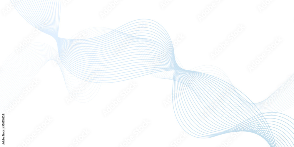 Poster Smooth wave abstract vector background with shadow. background image with dynamic curves. Abstract blue futuristic blend waves lines technology background and sound wave lines on white background.	