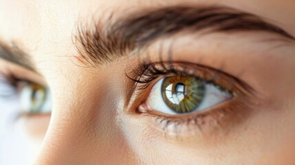 Fototapeta premium Close-up shot of beautiful woman's eyes on white background