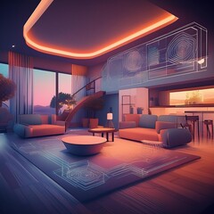 Modern smart house interior