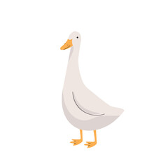 Cute gray goose, character on white background
