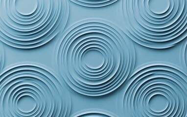 Seamless 3D Chambray Blue Ripple Effect Wallpaper with Concentric Circles