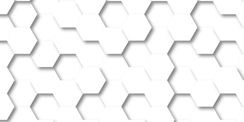 Naklejka premium Abstract hexagon background. Futuristic abstract honeycomb mosaic white technology background. Surface polygon pattern with glowing hexagon paper texture and futuristic business. graphic concept.