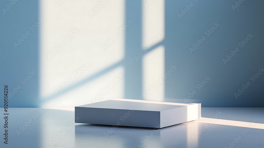 Aufkleber 3D Rendering of Minimalist Product Display with Chambray Blue Background
