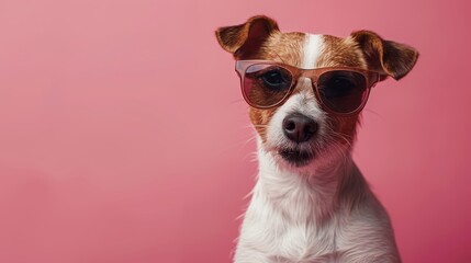 Stylish Dog wearing Sunglasses on Vibrant Background