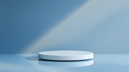 3D Rendering of Minimalist Product Display with Chambray Blue Background