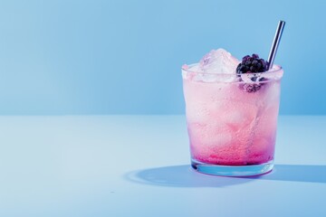 Non-alcoholic 'Blue Ocean' cocktail with passion fruit, grapefruit and curacao. Beautiful simple AI generated image in 4K, unique.