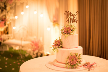 Wedding cake with setty back background