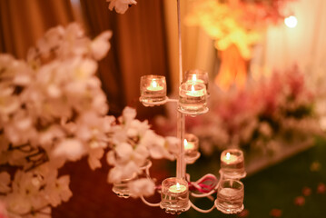 Oil lamp with floral background
