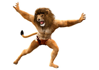3D Rendering Lion King on White