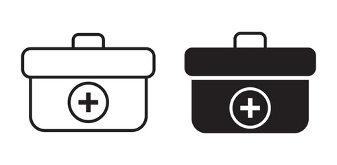 First aid box icon, First aid kit medicals box icon set med kit emergency safety briefcase vector symbol design for web and app,