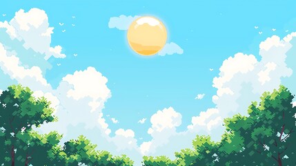 sunny sky landscape pixel art