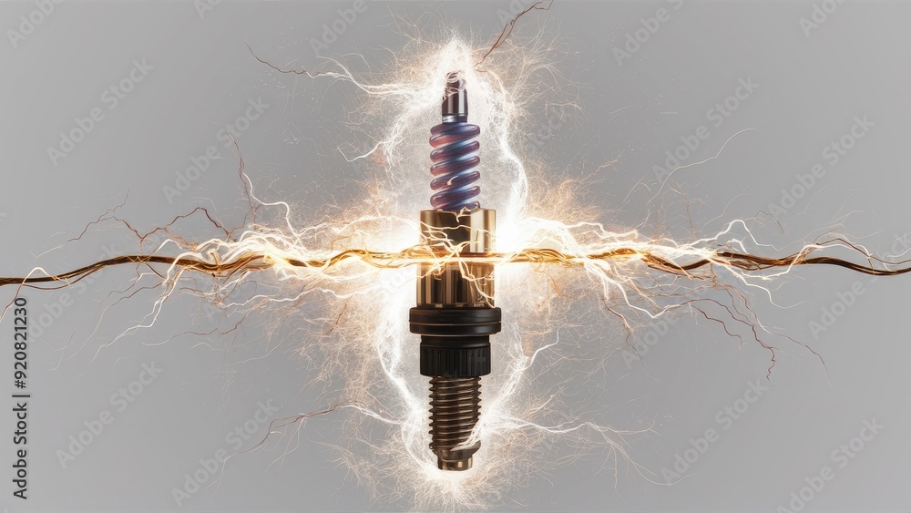 Poster stunning 3d model of an electrifying spark plug ideal for portfolio display isolated on white backgr