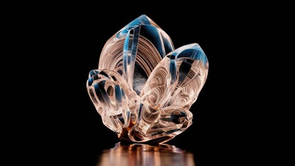 Transparent crystal rendering on black background