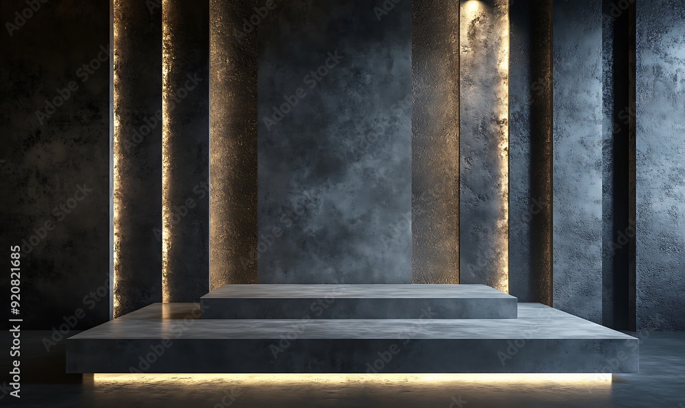 Aufkleber 3d rendering of a smooth concrete slab with industrial textures and cool lighting