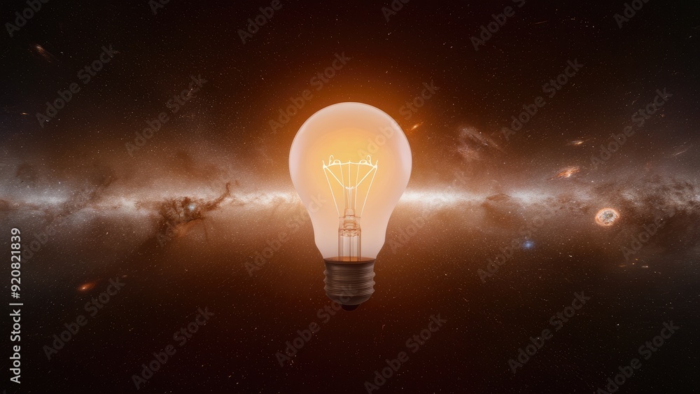 Poster single light bulb against a boundless background 3d rendering