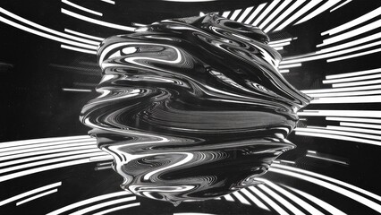 Abstract black and white distorted motion effect with a glitch texture Monochrome digital background featuring futuristic interlacing and retro striped elements Lofi cyberpunk grung