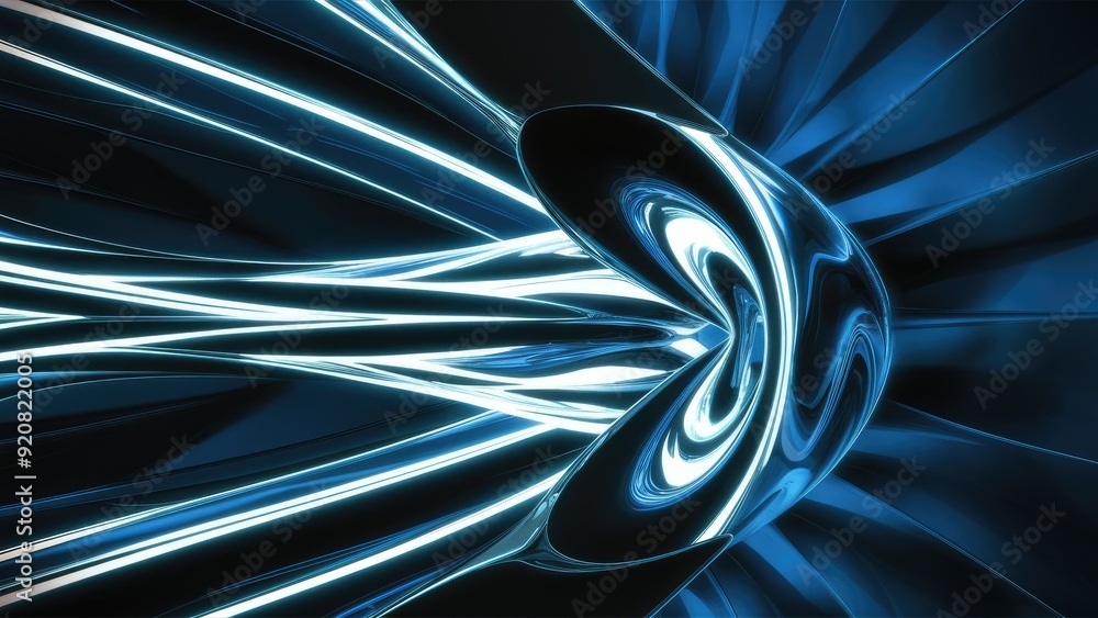 Aufkleber abstract light pattern with blue and black gradient on modern metallic textured background
