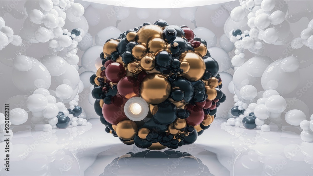 Poster isolated abstract 3d sphere structure on white background