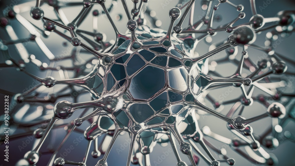Poster abstract geometric background featuring connected dots and lines molecular structure and communicati