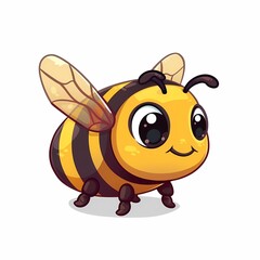 Obraz premium Cartoon illustration of a cute bee with big eyes.