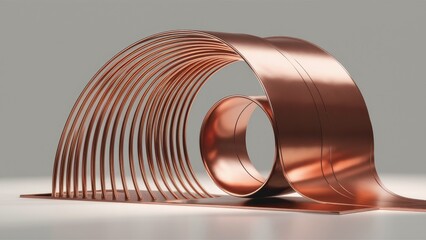 Elegant Semicircular Copper Coil  Modern 3D Abstract Design on Isolated Background HighQuality Rendering