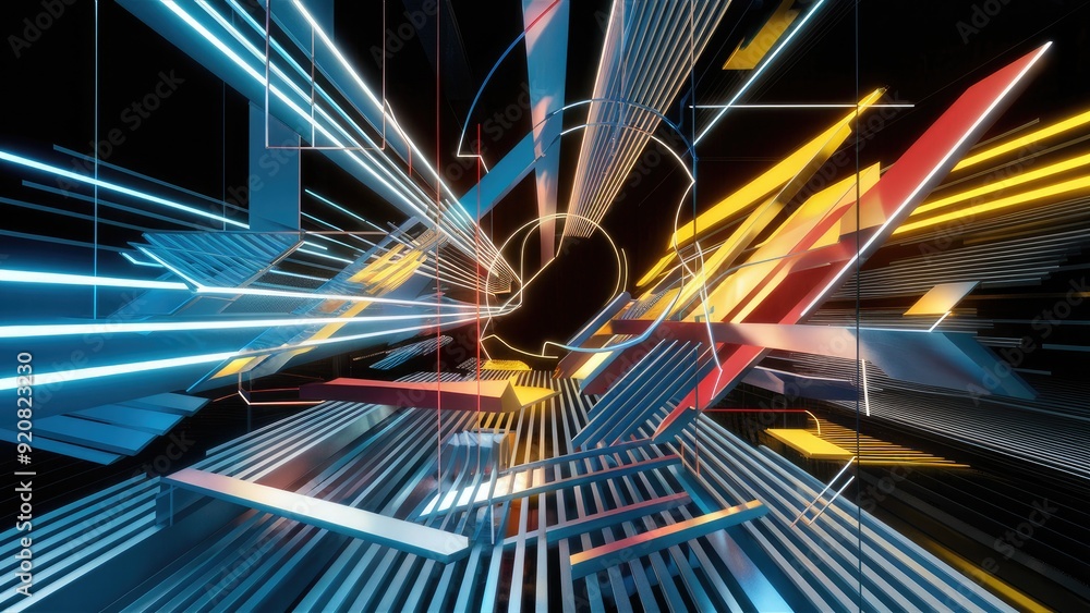 Poster abstract 3d rendering of a modern geometric background