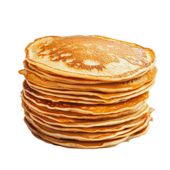 PNG Stack of golden pancakes on a white background