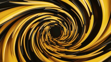 Vibrant Yellow and Black Swirling Pattern Design