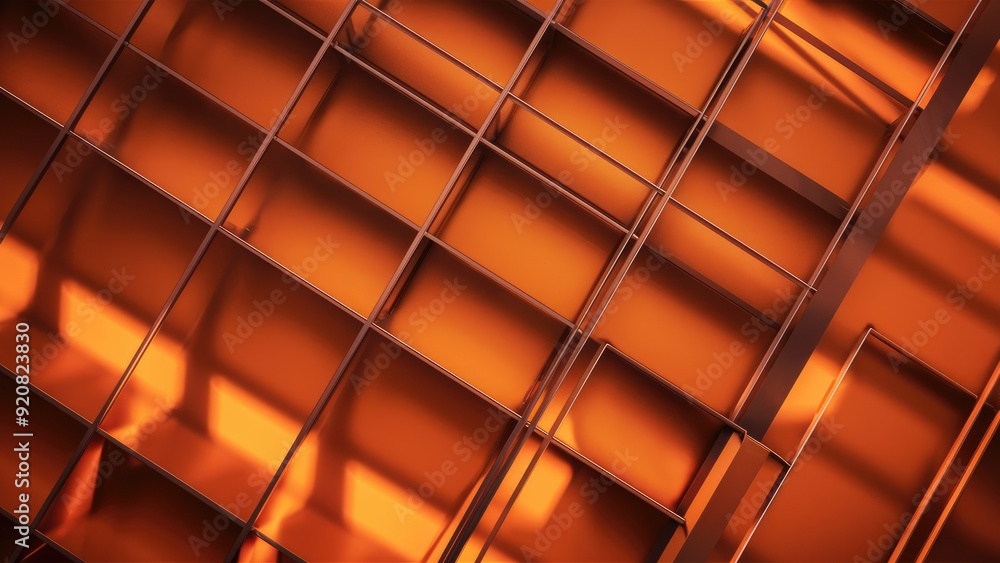 Poster modern orange geometric grid background minimalist design with subtle diagonal lines ideal for prese