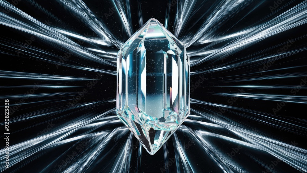 Poster transparent crystal rendering on black background