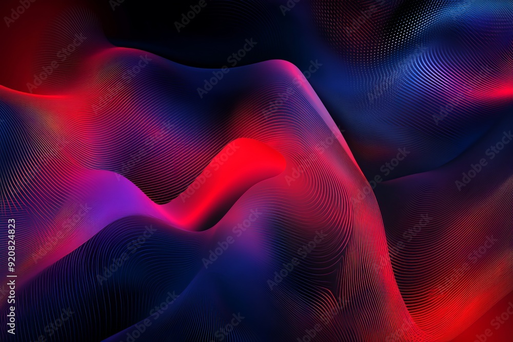 Poster lines and geometric shapes detail on a mesh or net. 3d illustration presenting a technology and scie